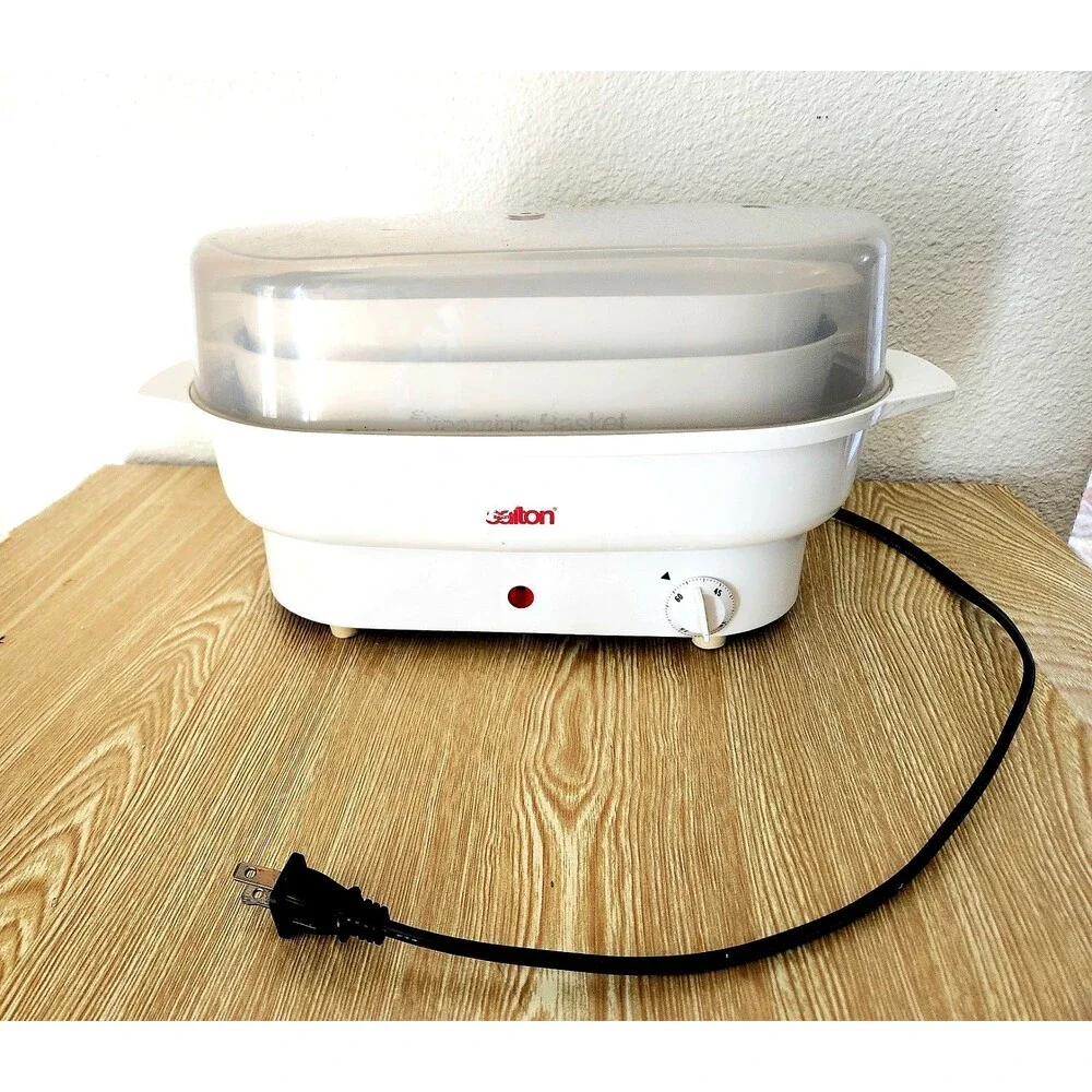 Vintage Electric SALTON Rice Cooker Veggie Steamer 2 Baskets Lid Tested ***